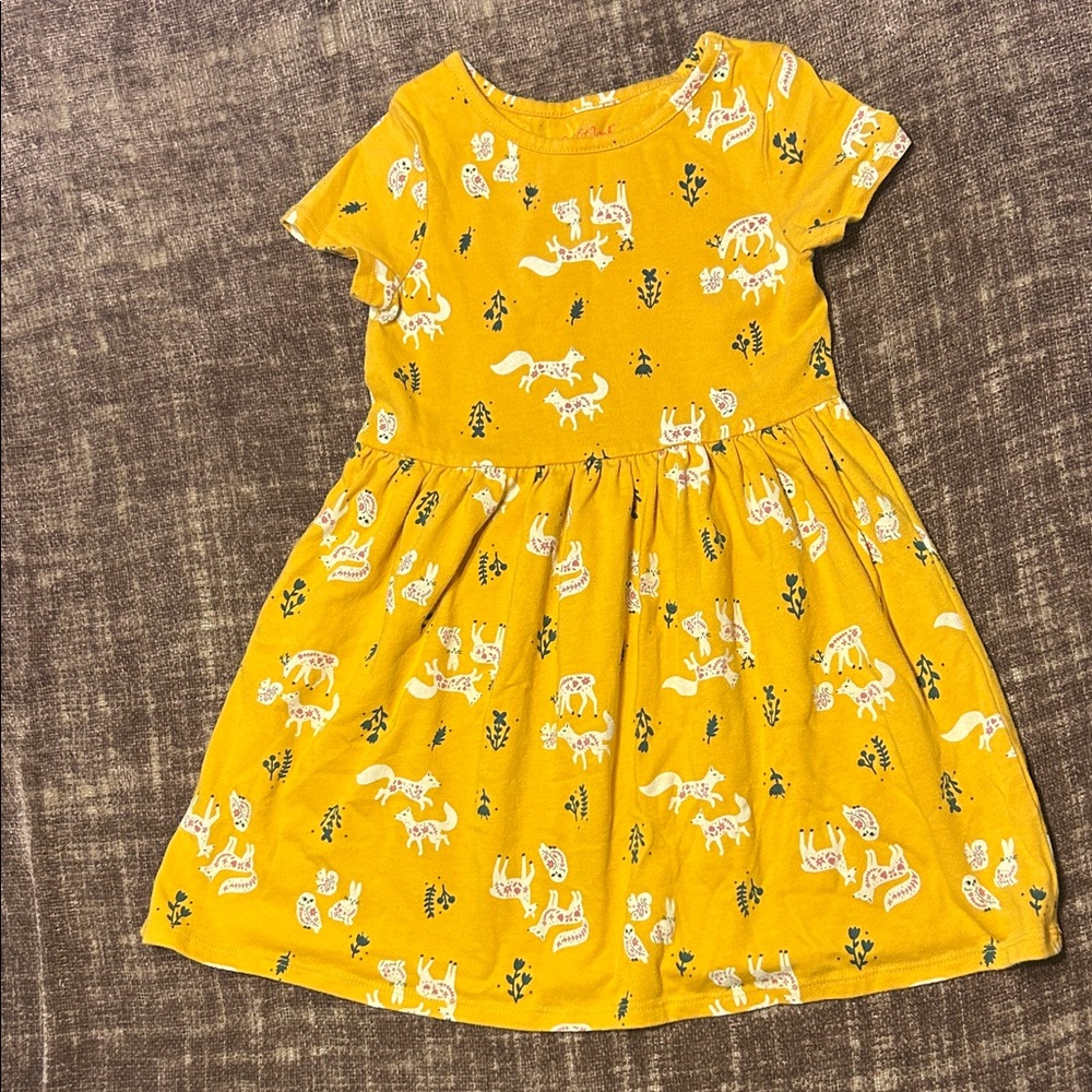 Cat & Jack Yellow Fox Print Dress